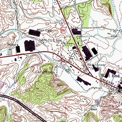 Topographic Map of Cocke County Fire Department, TN