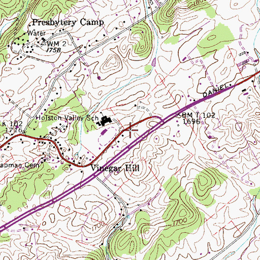 Topographic Map of Area 421 Emergency Services, TN