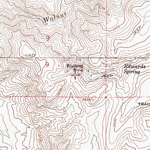 Topographic Map of Bluebird Mine, AZ