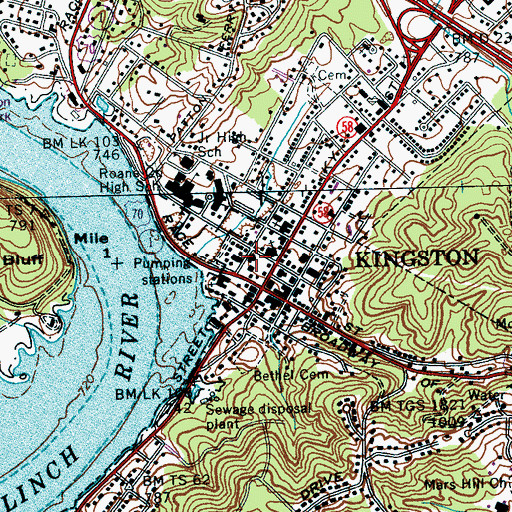 Topographic Map of Kingston Fire Department, TN