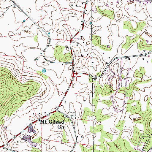 Topographic Map of Mount Gilead Volunteer Fire and Rescue, TN