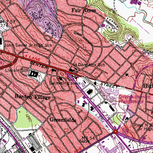 Topographic Map of Kingsport Fire Department Station 2, TN