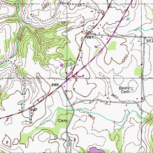 Topographic Map of Monroe Volunteer Fire and Rescue, TN