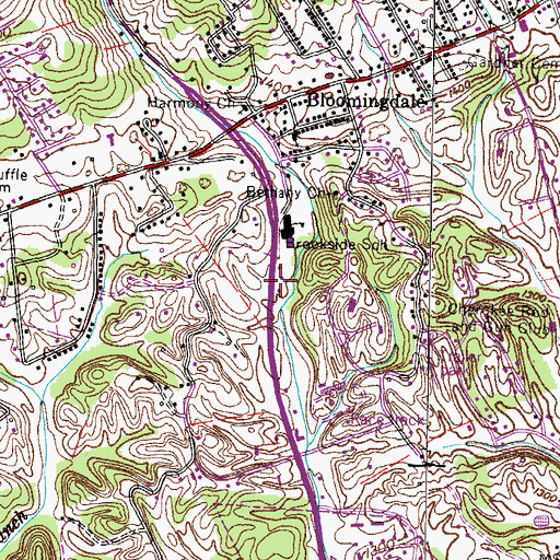 Topographic Map of Bloomingdale Volunteer Fire Department, TN