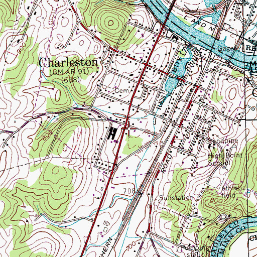 Topographic Map of Bradley County Fire and Rescue Station 9, TN