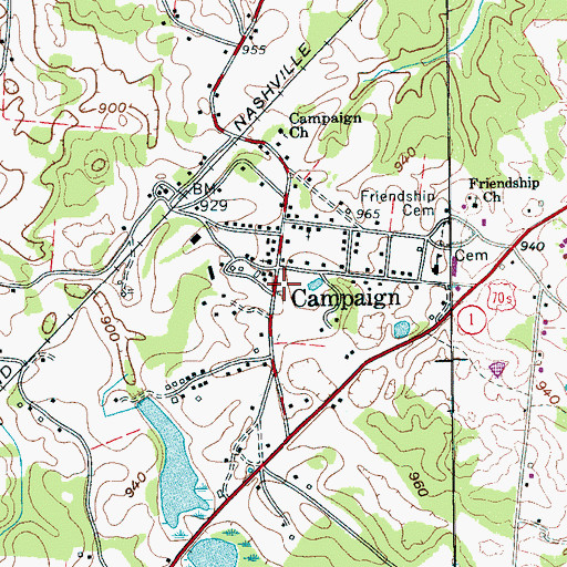 Topographic Map of Campaign - Rock Island Volunteer Fire Department, TN