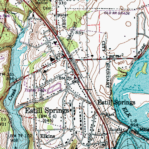 Topographic Map of Estill Springs Volunteer Fire Department, TN