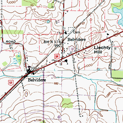 Topographic Map of Belvidere Rural Volunteer Fire Department, TN