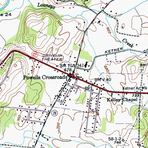 Topographic Map of Crossroads Volunteer Fire Department, TN