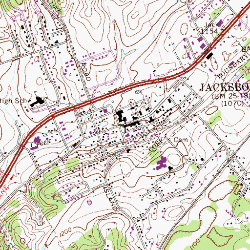 Topographic Map of Jacksboro Fire Department, TN