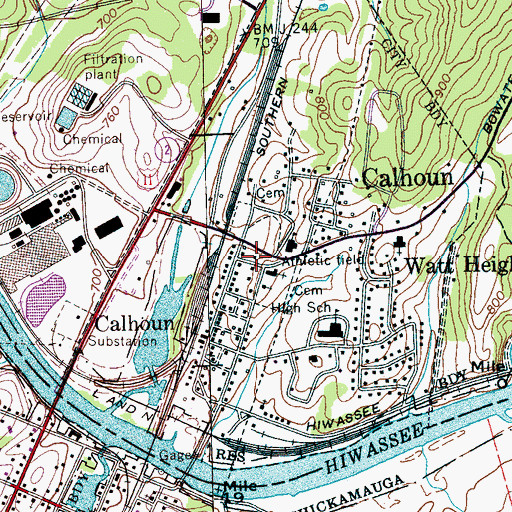 Topographic Map of McMinn County District 5 Calhoun Rural Fire Department, TN