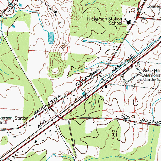 Topographic Map of Hickerson Volunteer Fire Department, TN