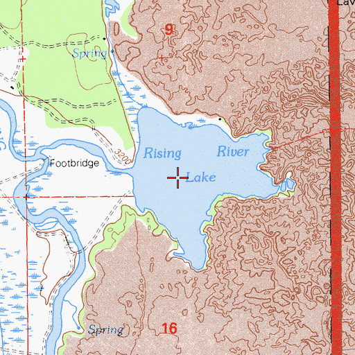 Topographic Map of Rising River Lake, CA