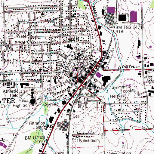 Topographic Map of Sweetwater Fire Department Station 1, TN