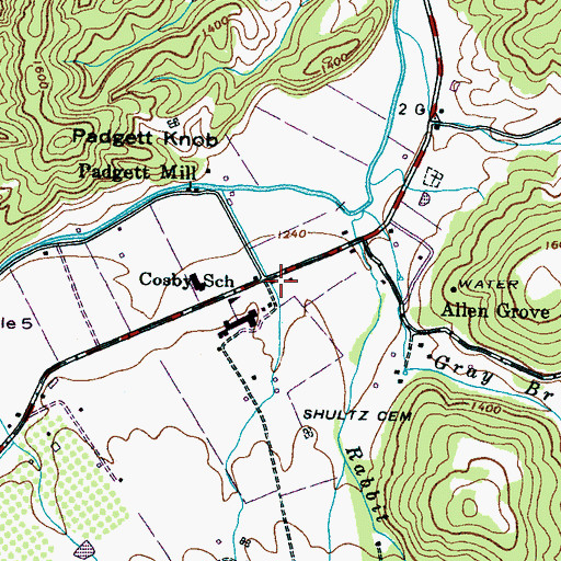 Topographic Map of Cosby Volunteer Fire Department Station 1, TN