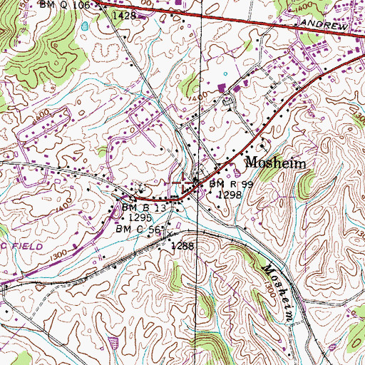 Topographic Map of Mosheim Fire Department, TN