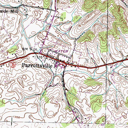 Topographic Map of Parrottsville Volunteer Fire Department, TN