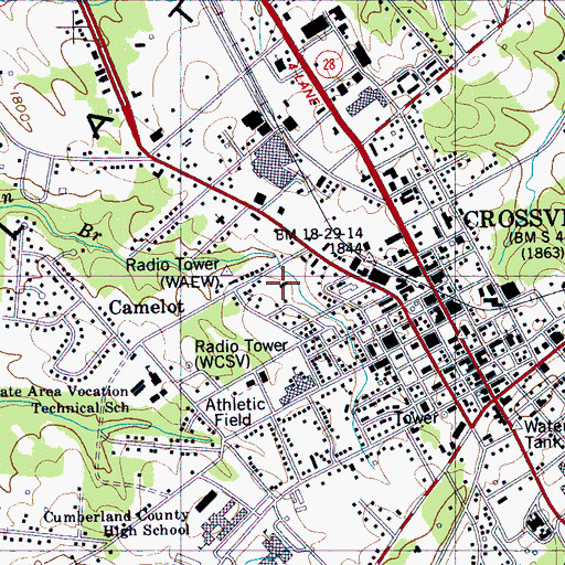 Topographic Map of Cumberland County Rescue Squad, TN