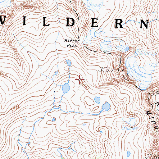 Topographic Map of Ritter Range, CA