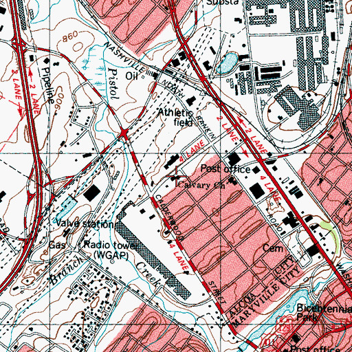 Topographic Map of Alcoa Fire Department Station 2, TN