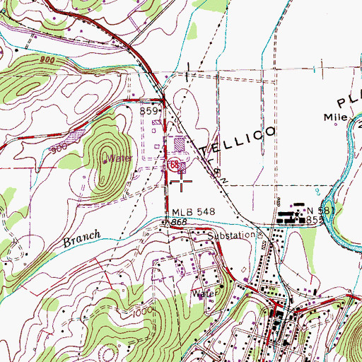 Topographic Map of Tellico City Volunteer Fire Department, TN