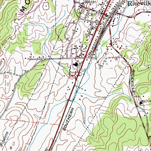 Topographic Map of McMinn County District 6 Riceville Volunteer Fire Department, TN