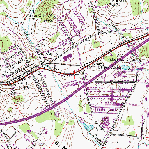 Topographic Map of Church Hill Fire Department Station 1, TN