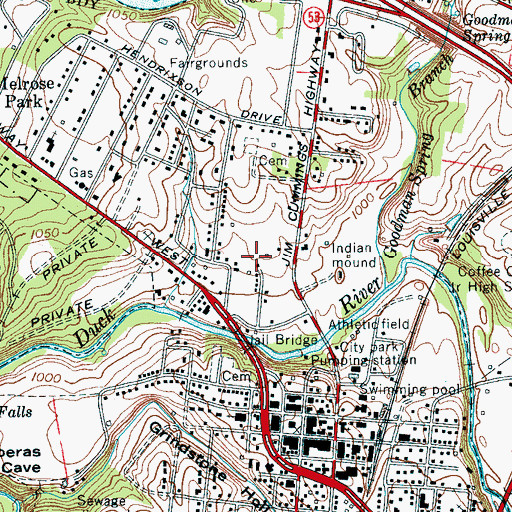 Topographic Map of Manchester Fire Department Station 2, TN