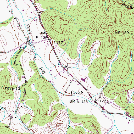 Topographic Map of Del Rio Volunteer Fire Department, TN