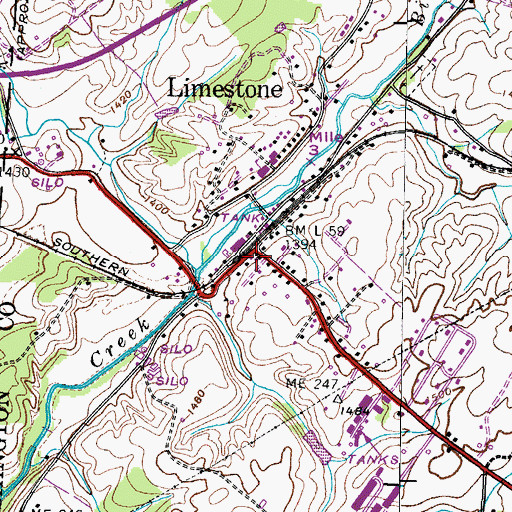 Topographic Map of Limestone Volunteer Fire Department, TN