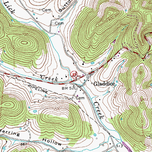 Topographic Map of West End Volunteer Fire Department, TN