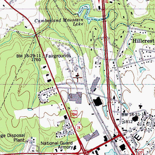 Topographic Map of Cumberland County Fire Department Headquarters, TN