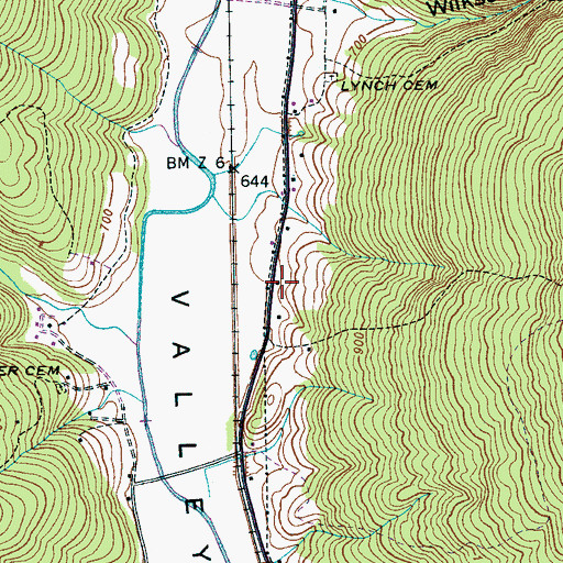 Topographic Map of Crow Creek Valley Volunteer Fire Department Station 1, TN