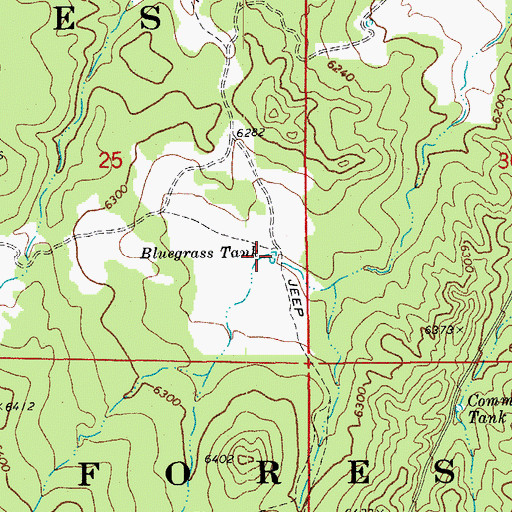 Topographic Map of Bluegrass Tank, AZ