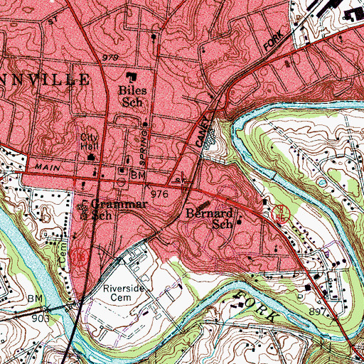 Topographic Map of McMinnville Fire Department, TN