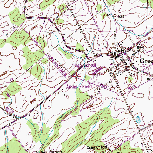Topographic Map of Greenback Fire and Rescue Station 1, TN