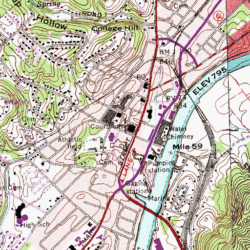 Topographic Map of Clinton Fire Department, TN