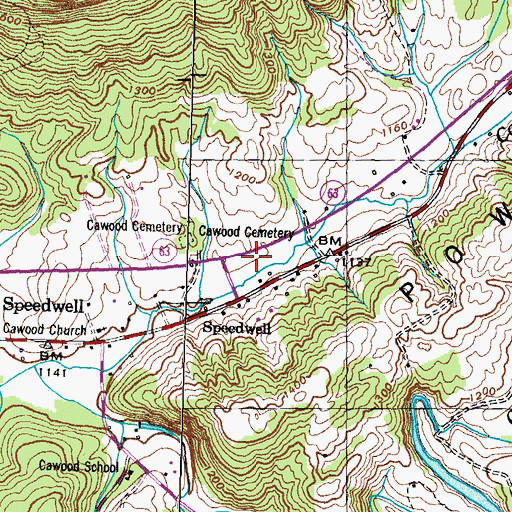 Topographic Map of Speedwell Volunteer Fire Department Station 1, TN