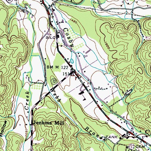 Topographic Map of Cosby Volunteer Fire Department Station 2, TN
