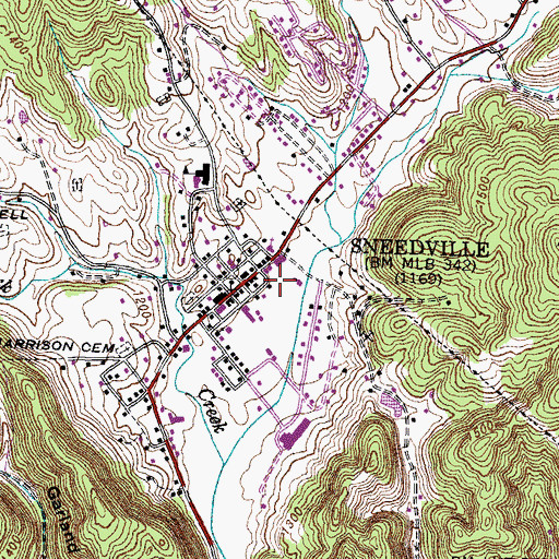 Topographic Map of Sneedville Volunteer Fire Department, TN