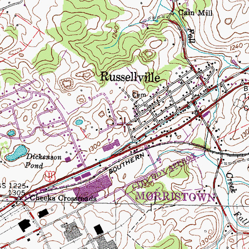 Topographic Map of East Hamblen County Volunteer Fire Department, TN