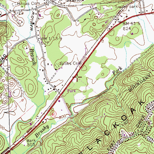 Topographic Map of Marlow Volunteer Fire Department Marlow Station, TN