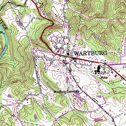 Topographic Map of Morgan County Volunteer Fire Department, TN