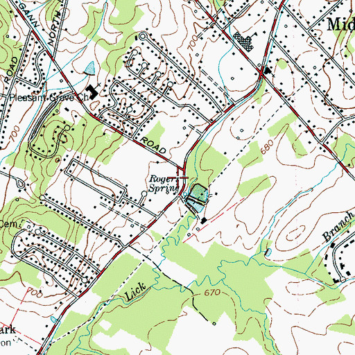 Topographic Map of Dallas Bay Volunteer Fire Department and Rescue Station 1, TN