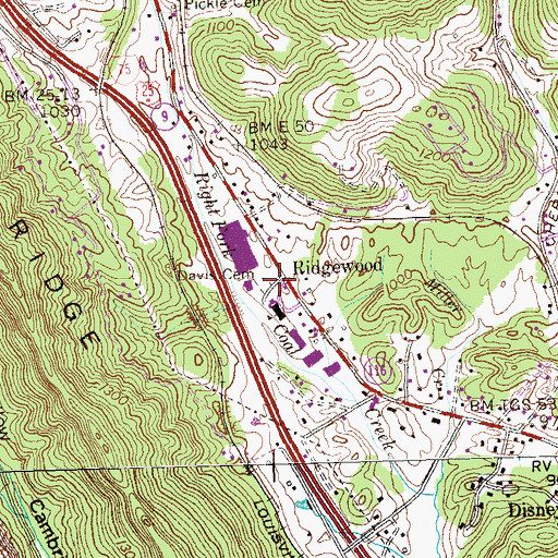 Topographic Map of Ridgewood Volunteer Fire Department, TN