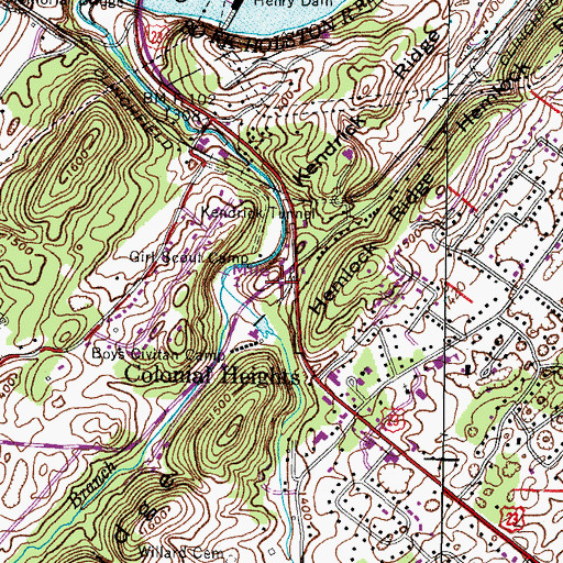 Topographic Map of Warriors Path Volunteer Fire Department, TN