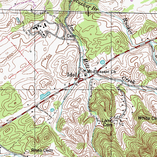 Topographic Map of Thorn Hill Volunteer Fire Department, TN