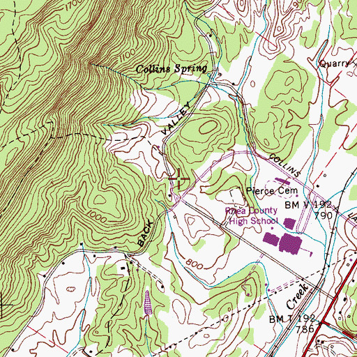 Topographic Map of Rhea County Fire Department, TN
