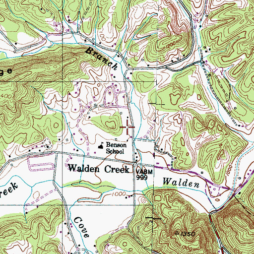 Topographic Map of Waldens Creek Volunteer Fire Department, TN