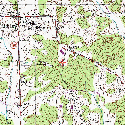 Topographic Map of Hilham Volunteer Fire Department, TN